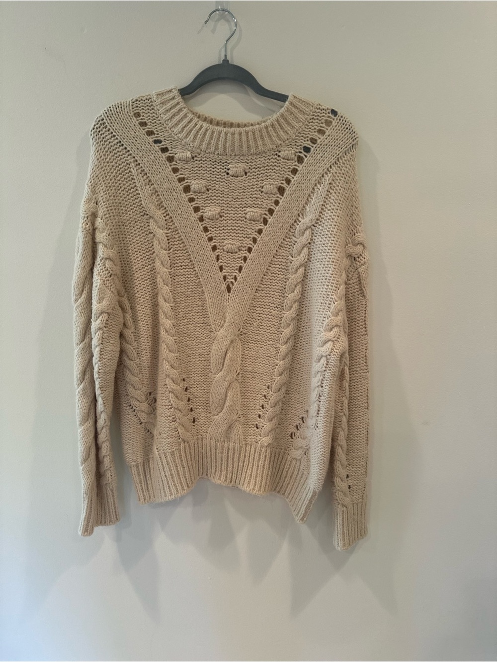 Vero Moda Cream Cable Knit Scoop Neck Sweater